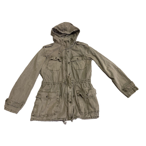 Aritzia Talula Jacket Womens Small Khaki Hooded Military Utility Cargo Coat - Picture 3 of 16
